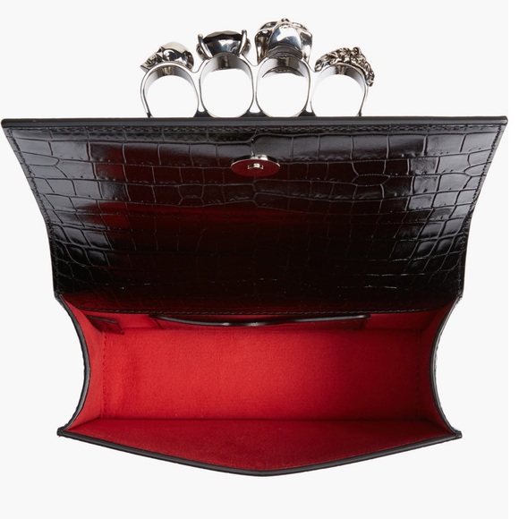 Alexander McQueen Mini Jeweled Croc Embossed Leather Satchel - Picture 5 of 7